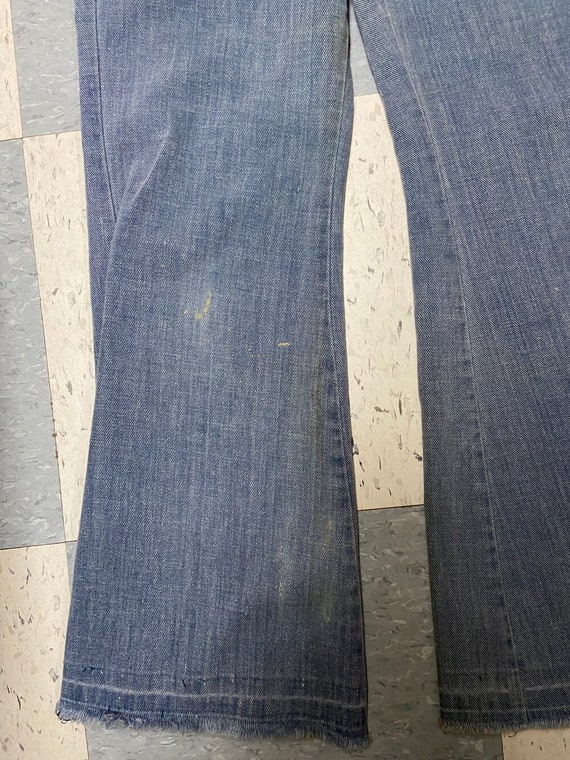 1960s/70s Low Rise Patch Front Flare Jeans, 26/27 - image 9