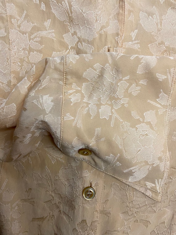 1990s Escada Pale Yellow Silk Jacquard Blouse - image 7