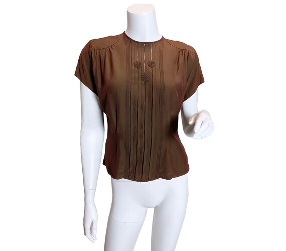 1940s Iridescent Brown Rayon Top