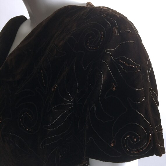 1950s Terry-Allen Chocolate Brown Velvet Dress Sw… - image 5