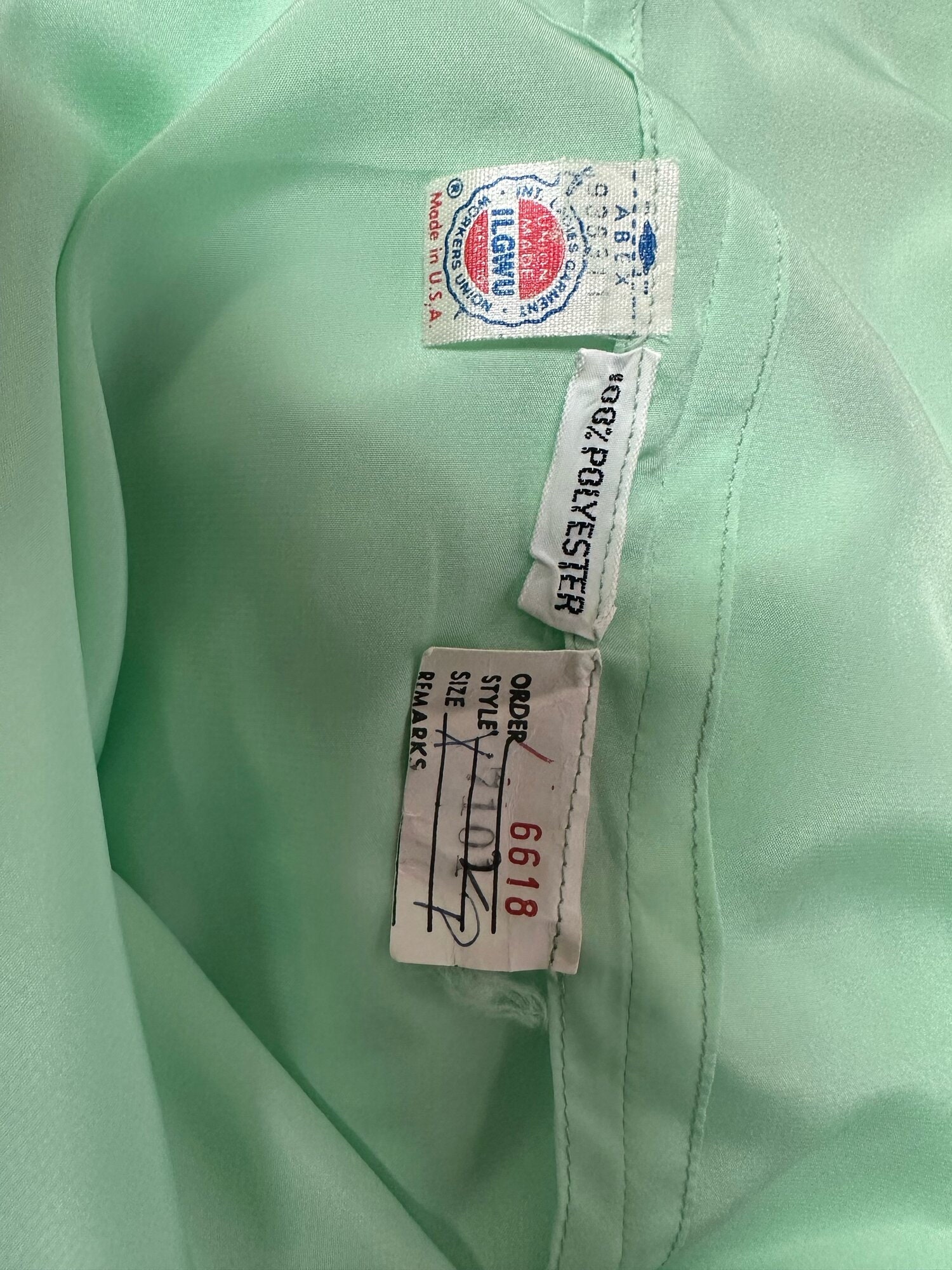 Late 1970s Gentilesse Green Silk Chiffon Floral Dress