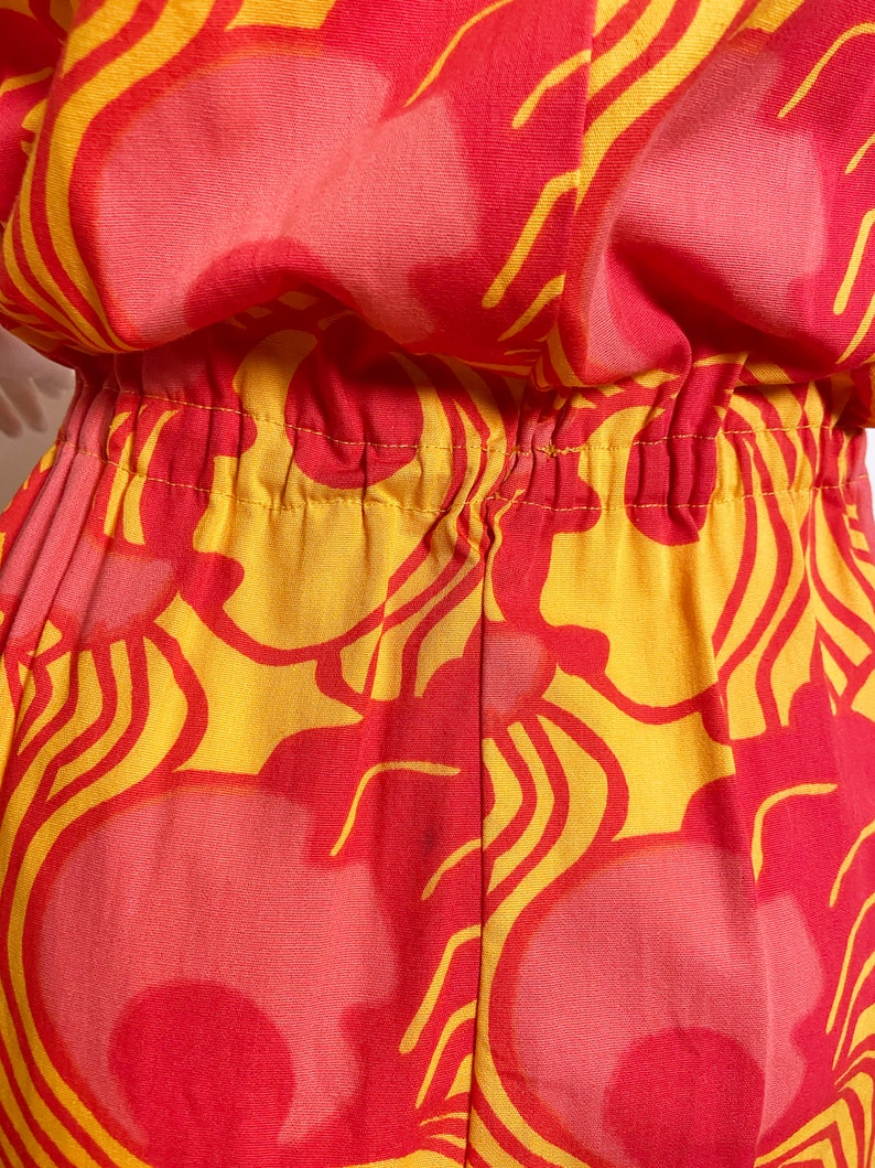 1960s Tropical Op Art Print Dress