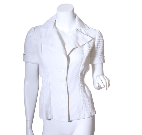 1980s does 40s White Seersucker Top Jacket