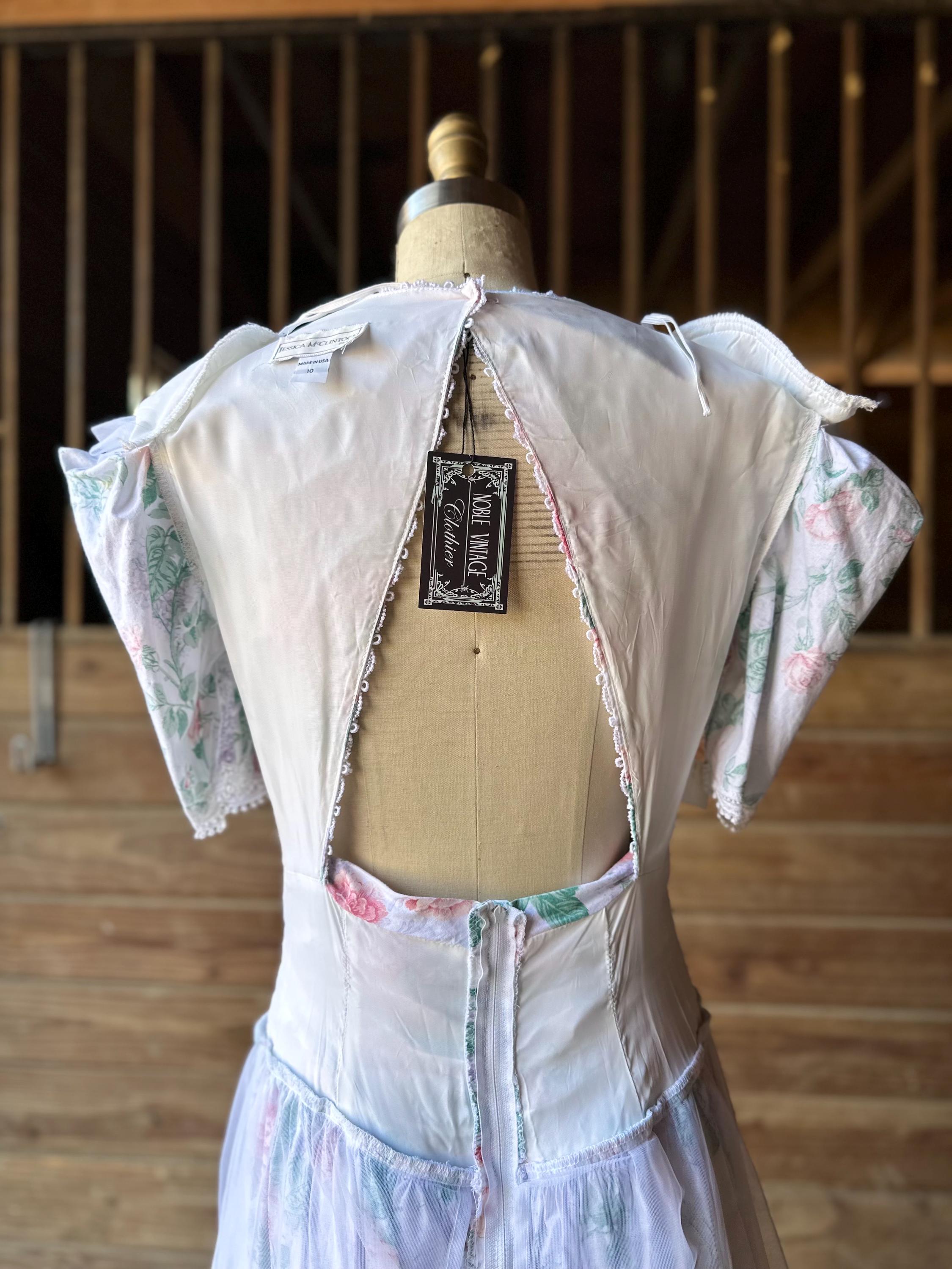 Early 1990s Jessica Mcclintock Bridal Rose Print Cotton Dress - Etsy