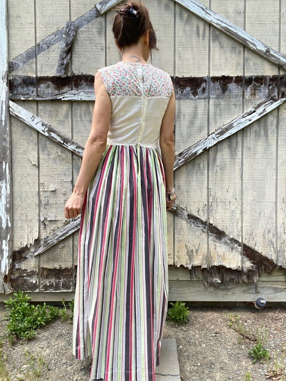 1930s Cotton Day Dress Mixed Prints, Stripes and … - image 5