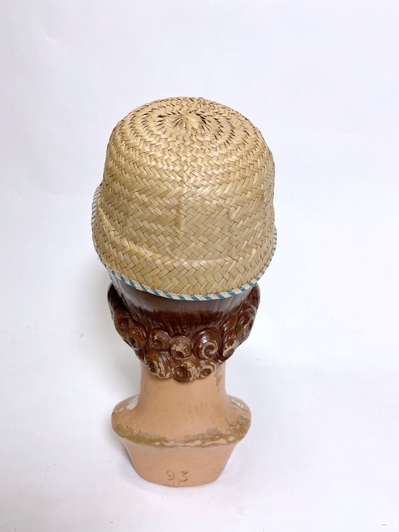 1950s to 60s Straw Cap with Striped Trim - image 4