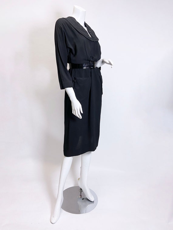 1950's Black Rayon Adair Fashions Rayon Dress Wit… - image 8