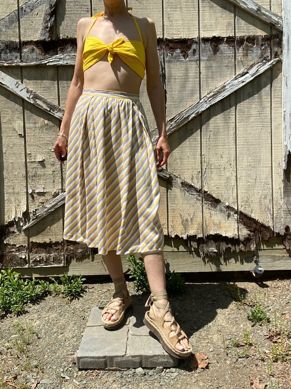 1970s Striped Cotton Jersey Skirt - image 1