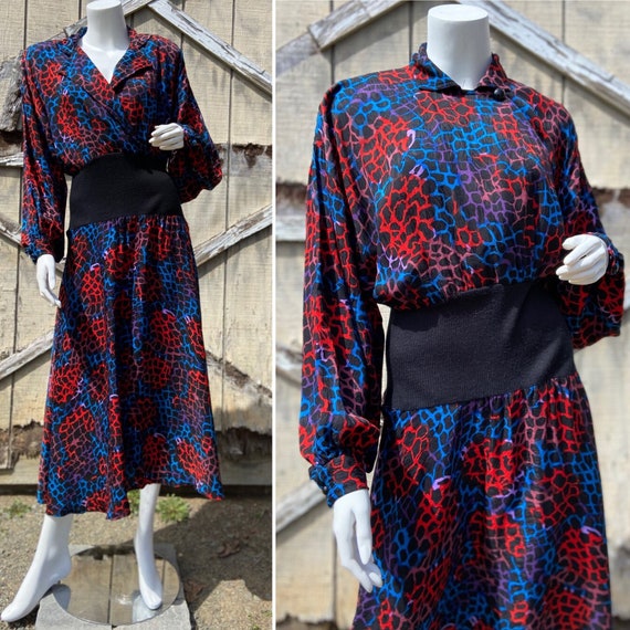 1980s Frank Masandrea Silk Leopard Print Dress - image 1