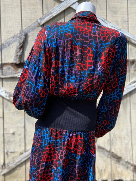 1980s Frank Masandrea Silk Leopard Print Dress - image 6