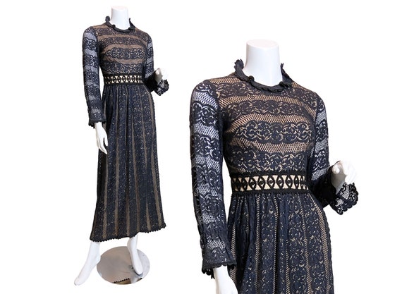 1960s Futura Couture Gothic Revival Nude Illusion