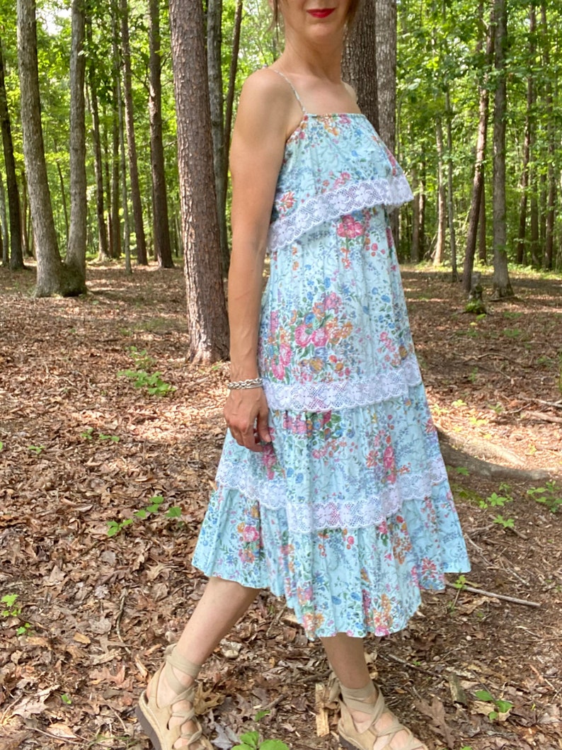 1980s Cotton Floral Print Dress image 3