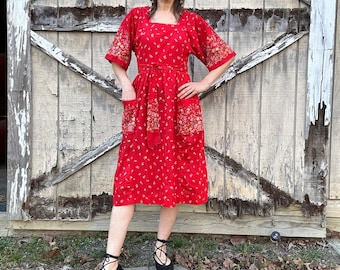 1970s Lanz Original Ditsy Floral Print Dress