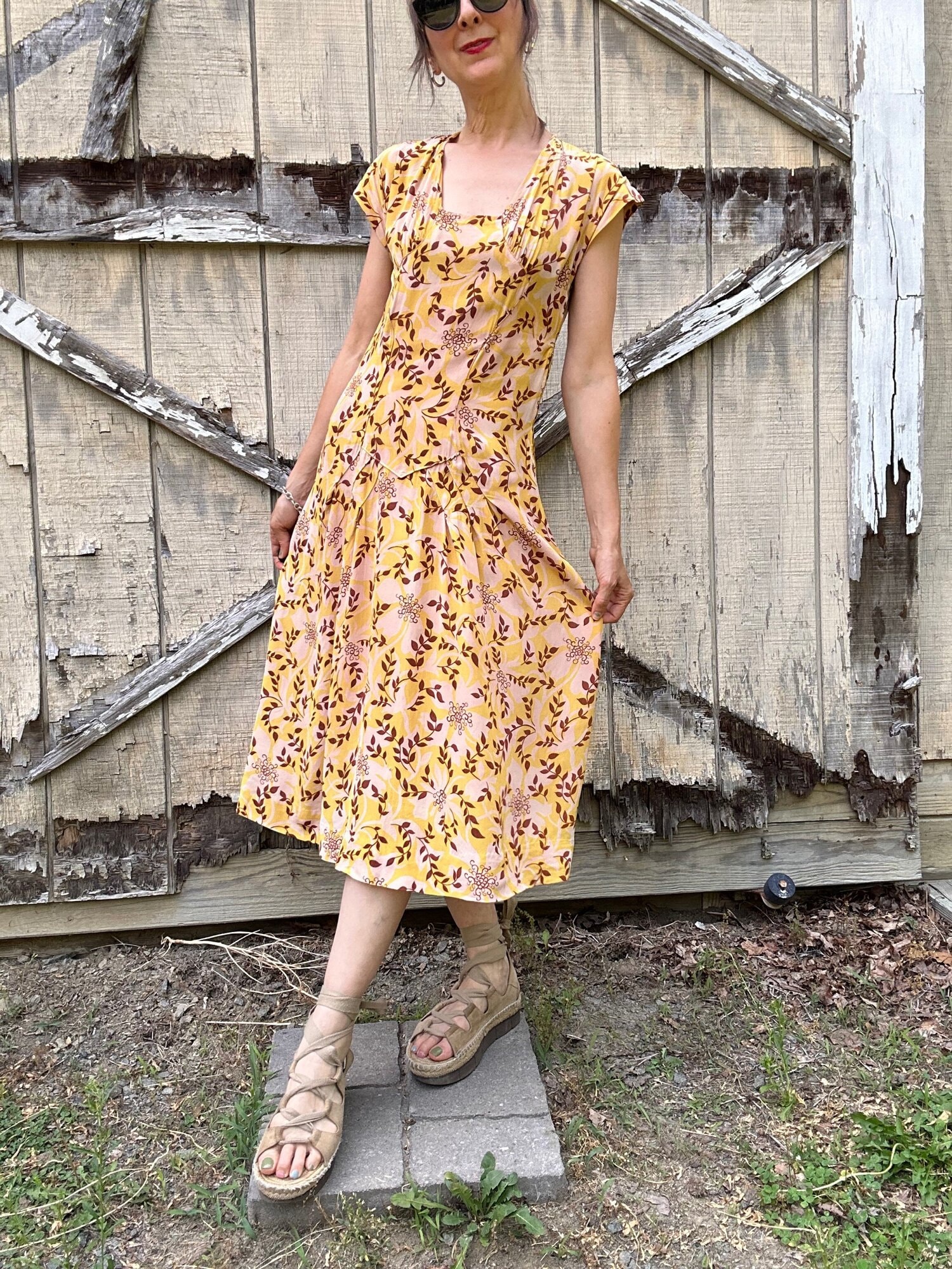 1930s Floral Print Cold Rayon Dress, XS - Etsy
