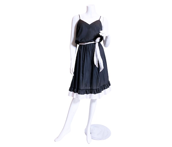 1980s Black and White Cotton Sundress
