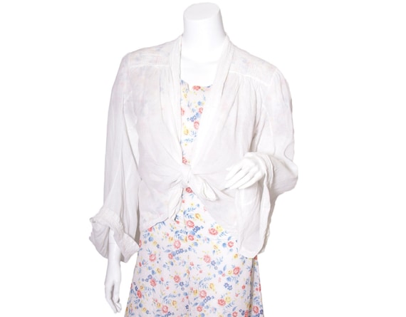 1920s White Cotton Blouse Jacket