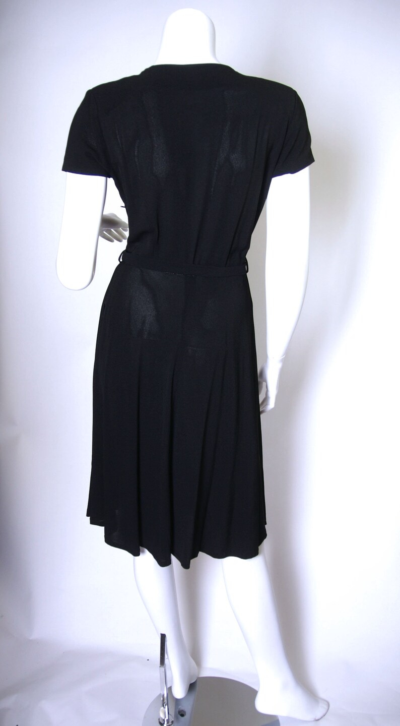 Vintage 1940s Black Rayon Mesh Embroidered Lace Dress | XS/S