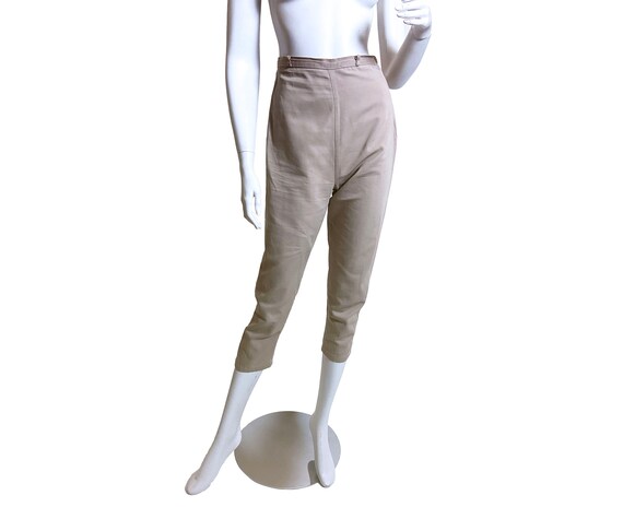 1950s Khaki Twill Cropped Cigarette Pants
