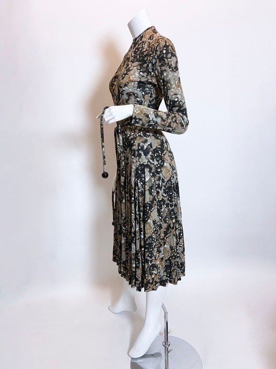 1970s La Mendola Beautifully Printed Silk Jersey Dress