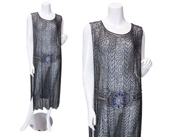 1920s Silk Chiffon Beaded Tabard