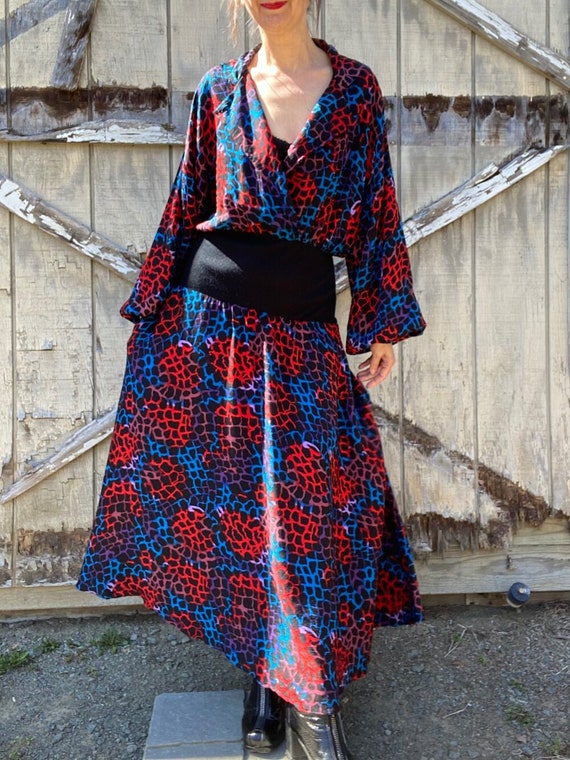 1980s Frank Masandrea Silk Leopard Print Dress - image 4