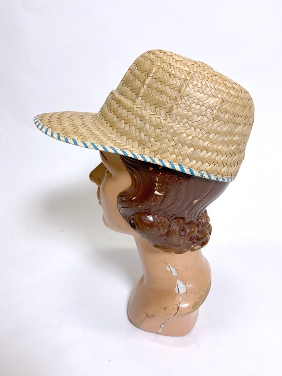 1950s to 60s Straw Cap with Striped Trim - image 7