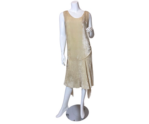 1920s Ivory Silk Velvet Dress