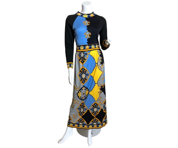 1970s Paganne Printed Maxi