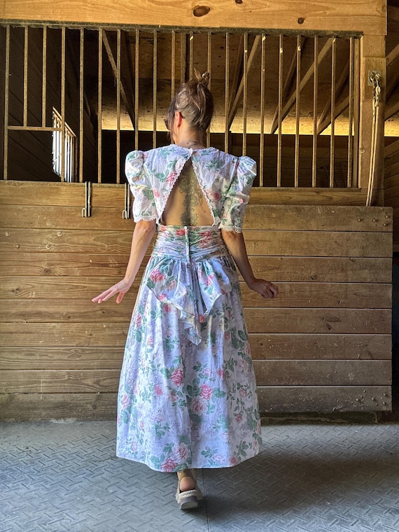 Early 1990s Jessica Mcclintock Bridal Rose Print Cotton Dress - Etsy