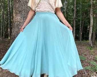 1980s Oleg Cassini Silk Chiffon Skirt