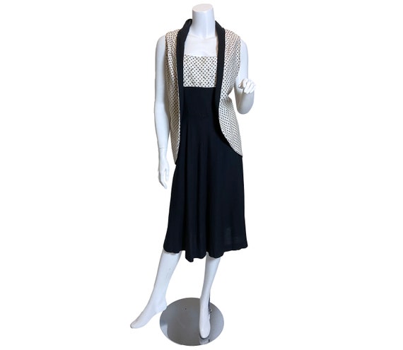 1950s Black and White Cotton Dress with Jacket