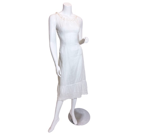 1910s White Cotton Princess Slip Dress