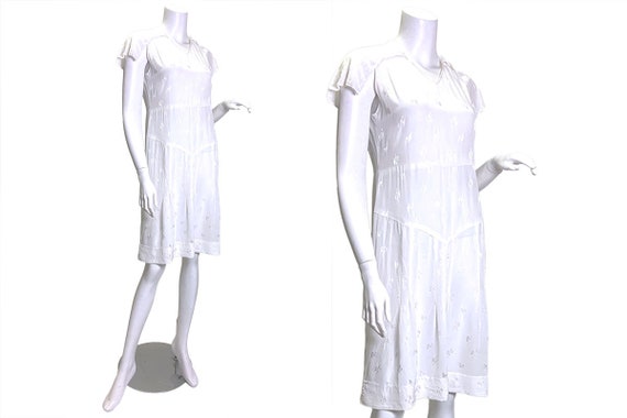 1930s white Rayon Jacquard Cape Dress - image 5