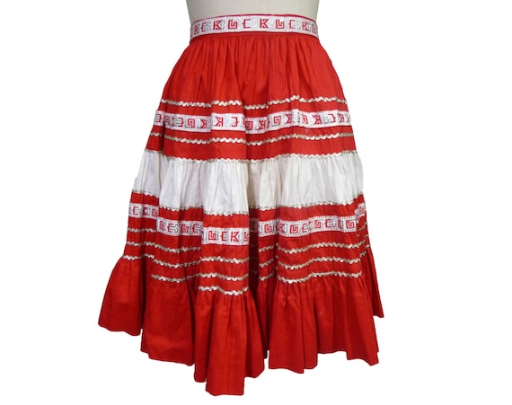 1950s 1960s Patio Skirt with Ric Rac XXS/XS