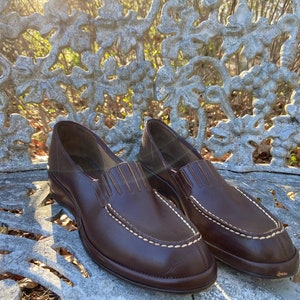 1950s Brown Miracle Tread Wedge Loafers