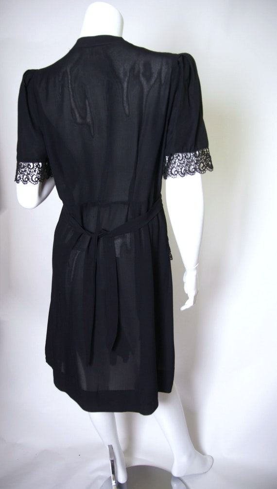 1940s Black Rayon Surplice Dress with Chemical La… - image 3