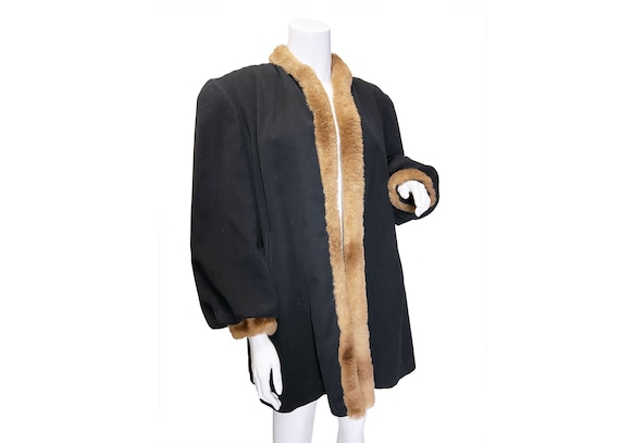 1940s Fur Trimmed Swing Coat M/L