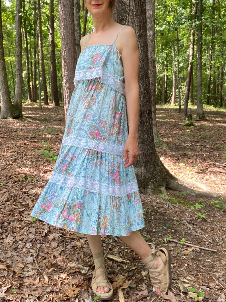 1980s Cotton Floral Print Dress image 4