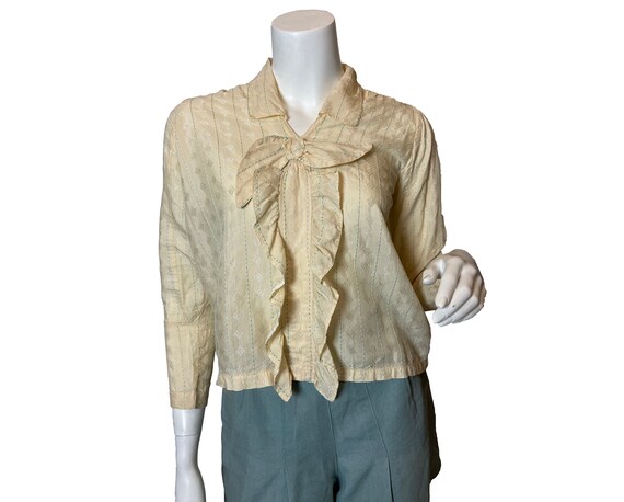 1910s Rayon Dobby Ruffle Blouse