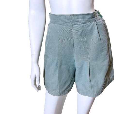 1940s Blue High Rise Pleated Shorts