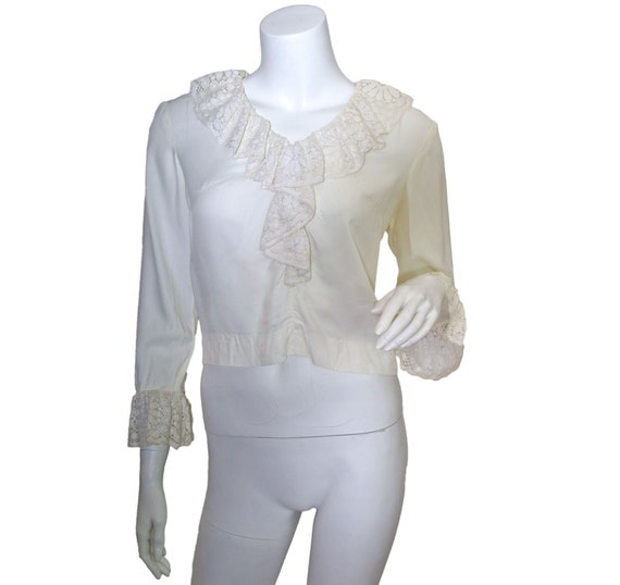 1970s Arpeja Ivory Ruffle Top