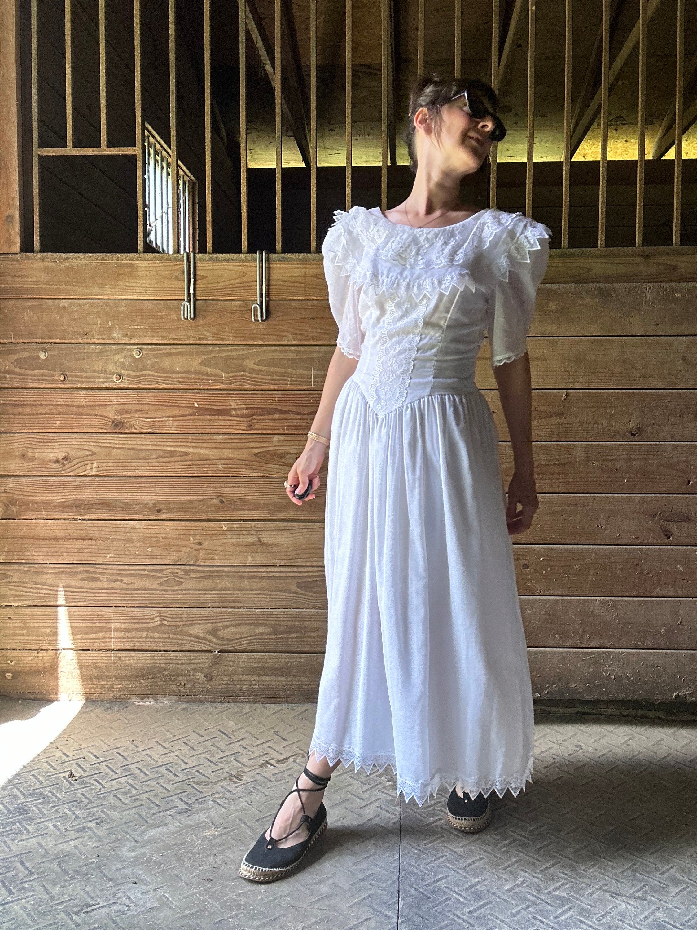1990s Jessica Mclintock Gunne Sax White Dress - Etsy