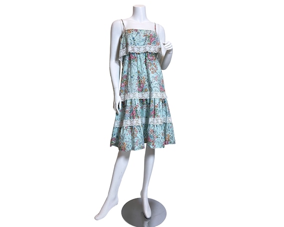 1980s Cotton Floral Print Dress