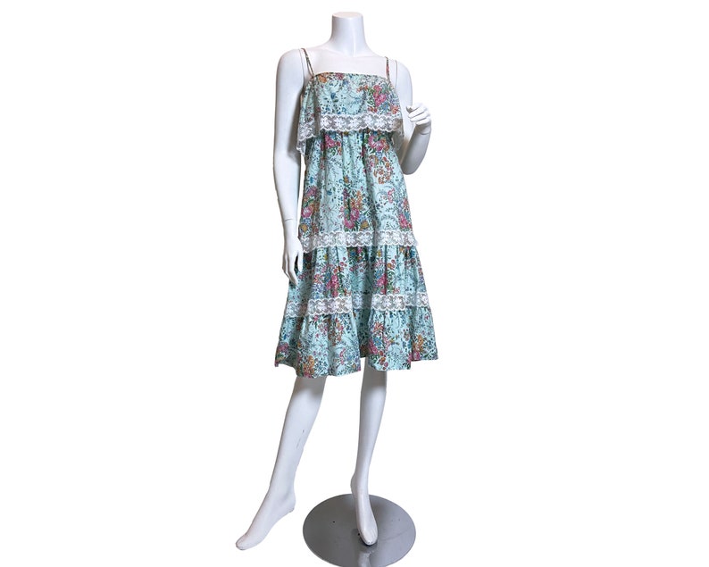 1980s Cotton Floral Print Dress image 6