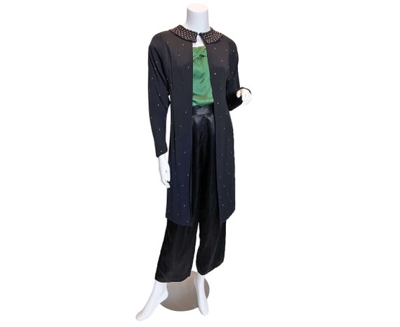 1930s Rhinestone Embellished Black Rayon Crepe Jac