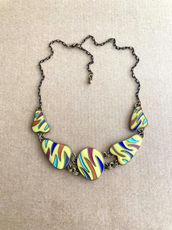 Upcycled Lia Sophia Mustard Yellow Enamel Adjustable Necklace Costume Jewellery Pre owned Accessories Chains Jewelry Etsy UK