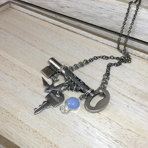 20% OFF gift for him unique gift Upcycled vintage enamel cat charm and You light up my life matchstick metal charm key ring