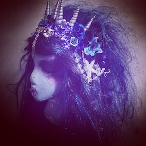 Long Mermaid Wig  - Custom Made with Shell Crown + Pearl Beads, Plaits + Starfish