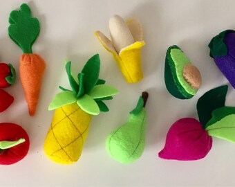Felt play food vegetables Custom finish magnetic charm Felt veggies pieces 2.5-7cm 1 piece Handmade by TomToy