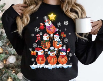 Basketball Christmas Presents Funny Basketball Snowman Gifts Sweatshirt 